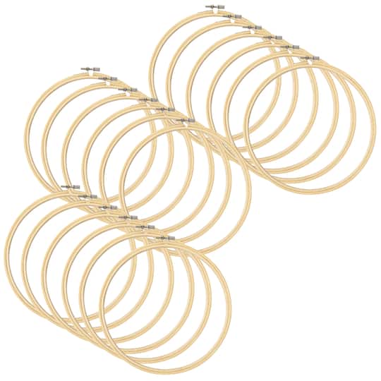 18 Pack: Wooden Embroidery Hoop by Loops & Threads™